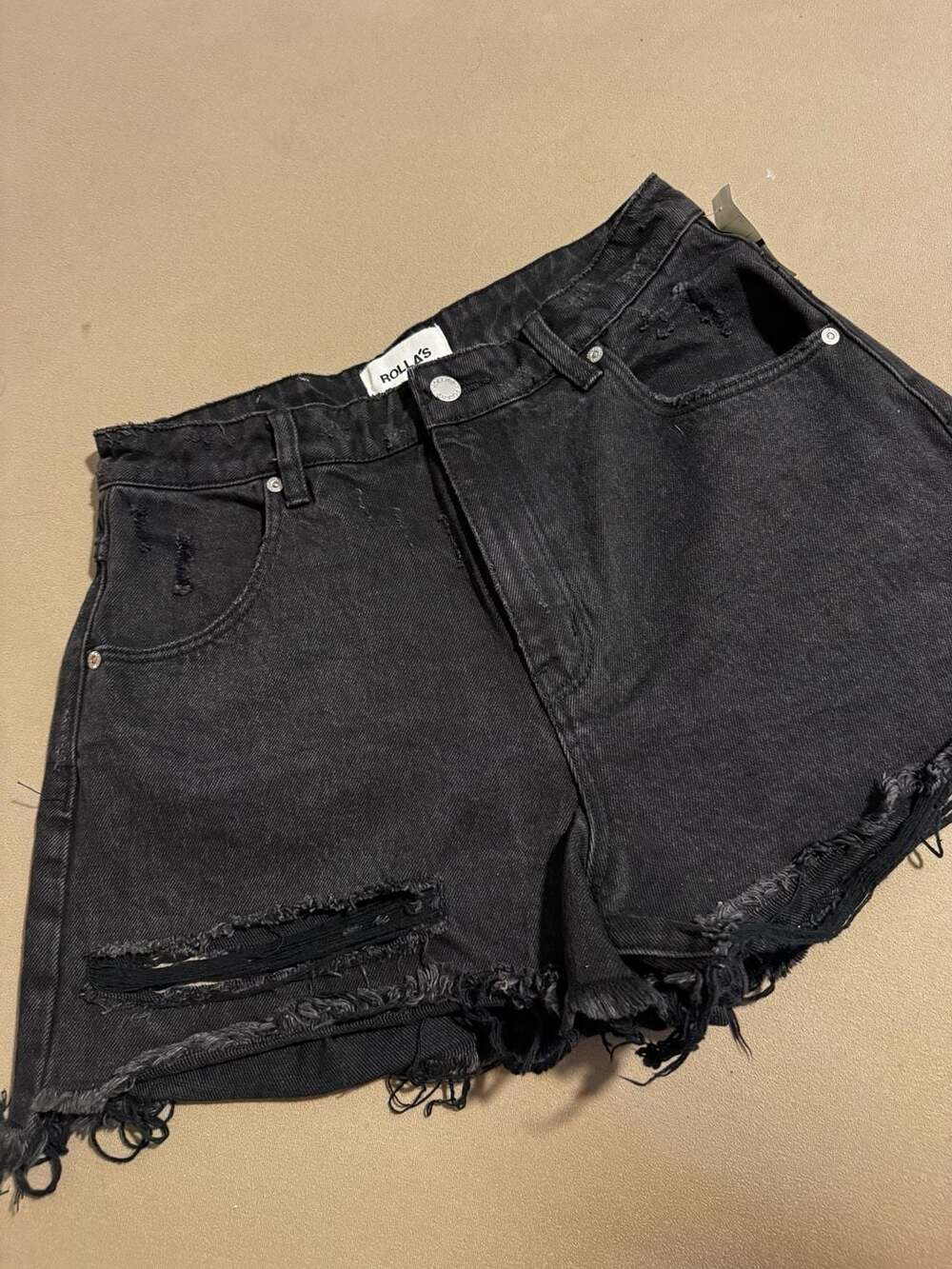 Rolla's Dusters High Rise Slim Distressed Denim Shorts